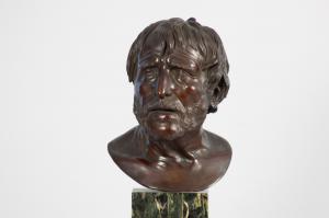 Manufatura Chiurazzi, Nápoles, século XX, Sêneca, bronze com “pátina moderna”